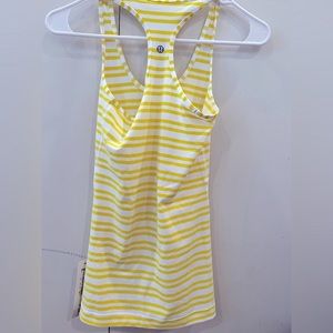 LULULEMON YELLOW AND WHITE STRIPED TANK TOP